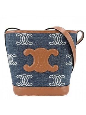 Celine Shoulder Bag Triomphe Mini Bucket Cuill Crossbody Denim